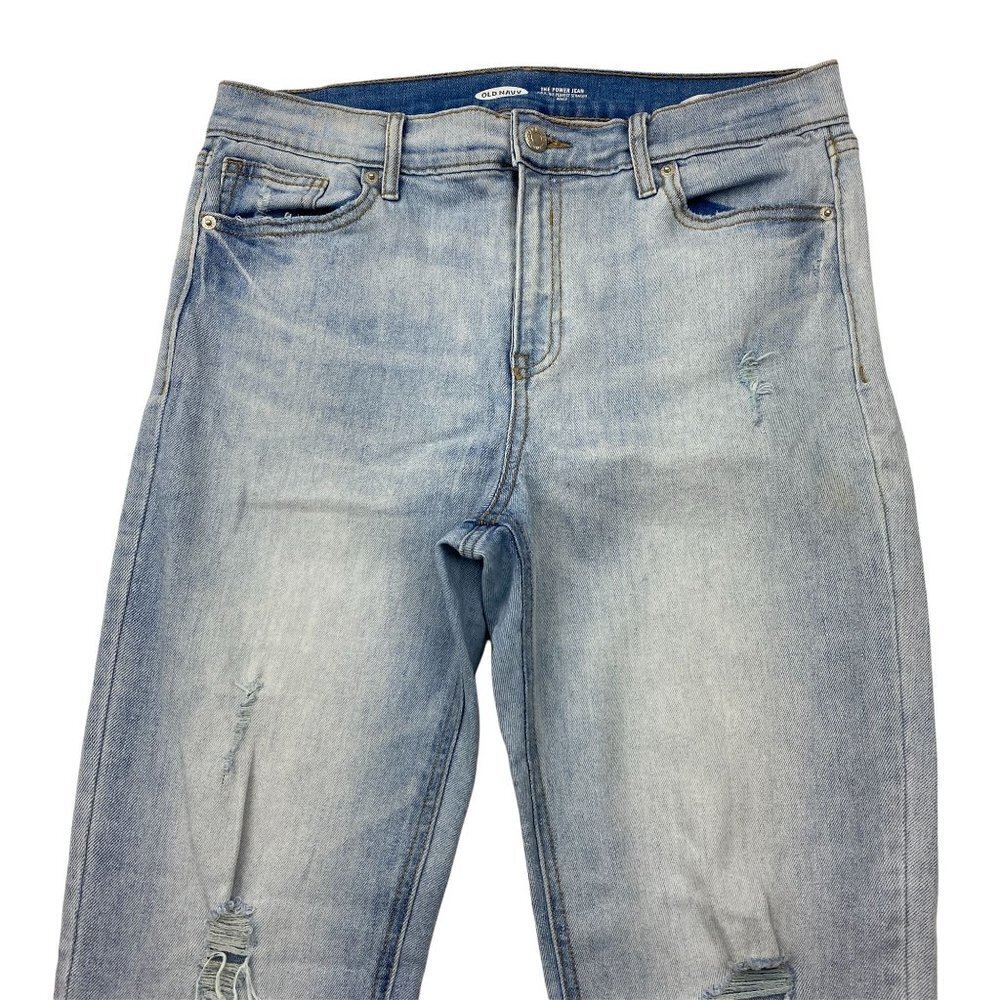 Old Navy The Perfect Straight Ankle Distressed Raw Hem Women's size 8 Blue Jeans - Picture 2 of 5